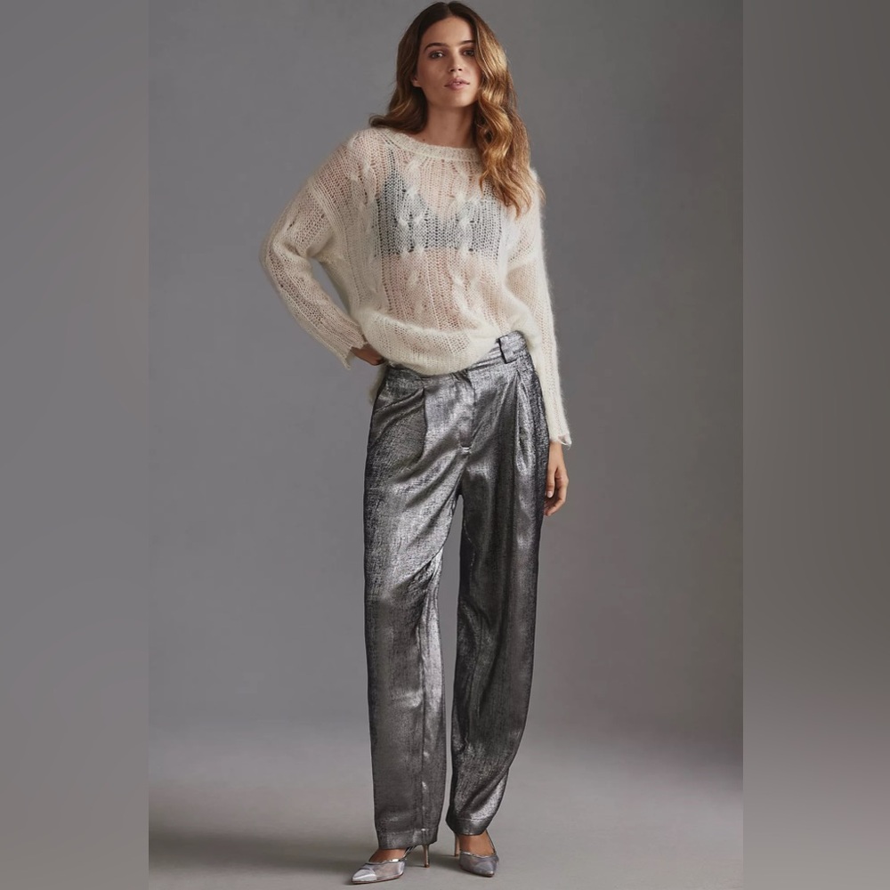Anthropologie Stella Nova Betty Shiny Metallic Pants